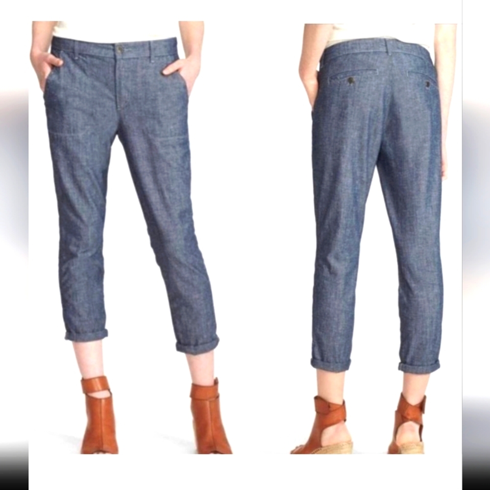 Vince Chambray Boyfriend Fit Cropped Trouser Size 30